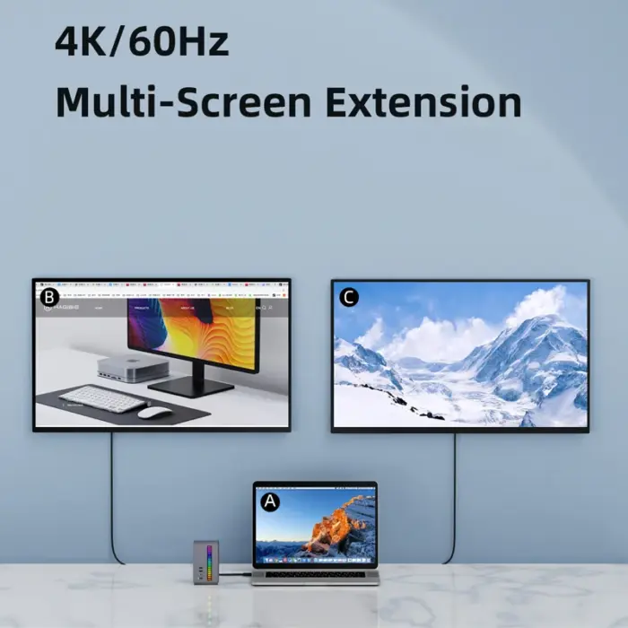 Station d'accueil USB C avec double HDMI, boîtier SSD M.2, Ethernet 100W PD (pour ordinateur portable Macbook Pro) - Kf s c b f b ct - Mon Univers Tech