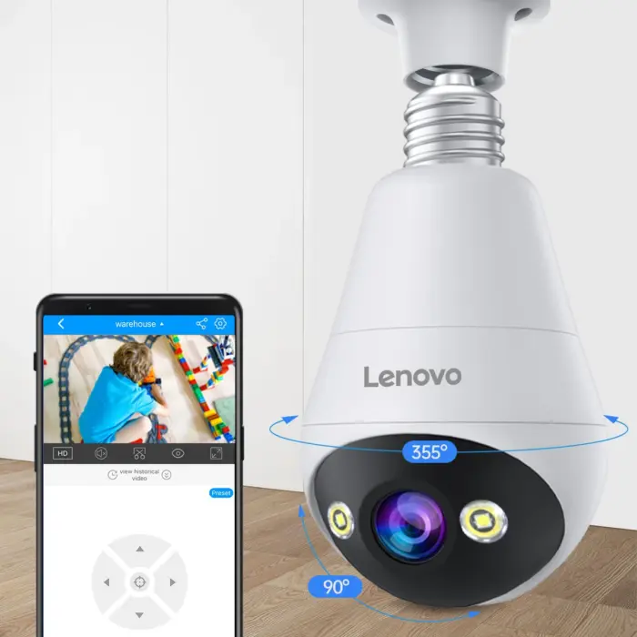 Caméra de sécurité sans fil goulot E27 - Lenovo - Kf s d e f b dfeb f e f a - Mon Univers Tech