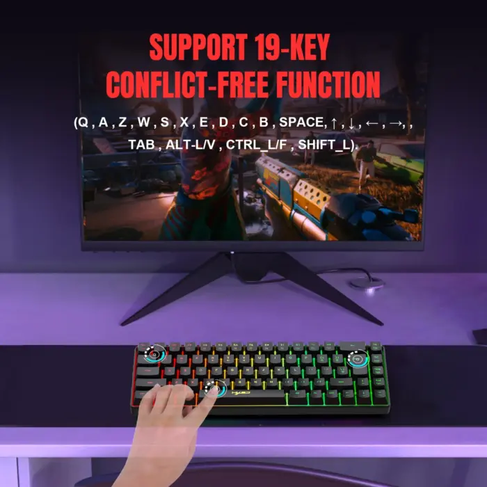 Mini clavier de jeu filaire RVB K68, 19 touches - Kf s d b d afd df ce ece - Mon Univers Tech