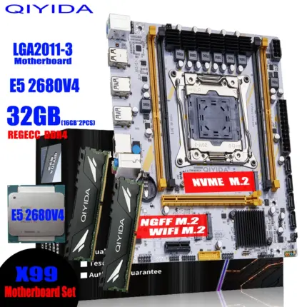 Kit de carte mère X99, LGA 2011, CPU Xeon E5 2680 V4, 32 Go, 2x16 Go RAM DDR4 ECC - Kf s abdf f af e efebba q - Mon Univers Tech
