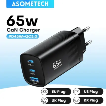 Chargeur secteur rapide 65 W (avec 2 ports USB Type C et 1 port USB) - Kf s a f da b eb d b d cbz - Mon Univers Tech