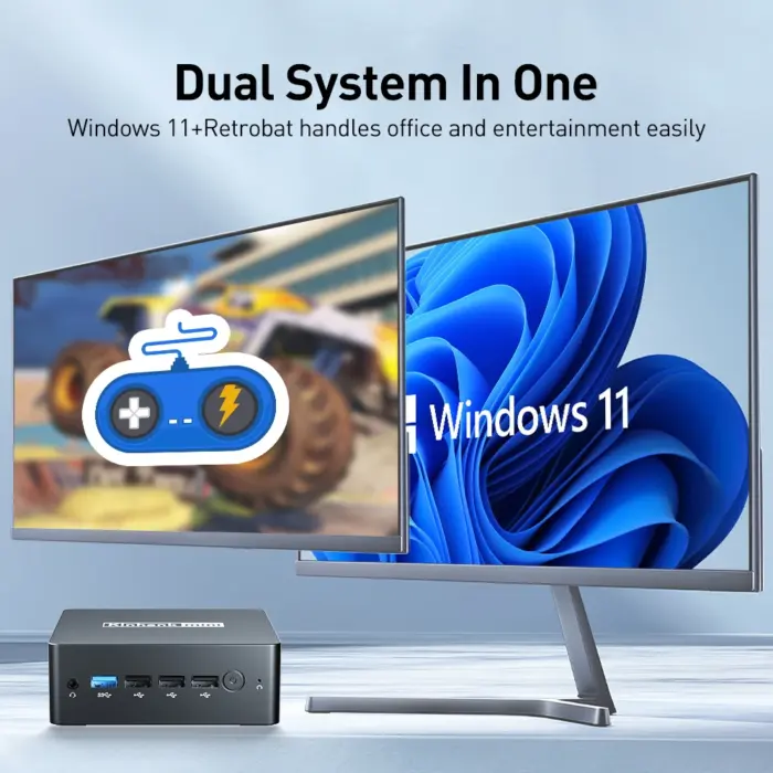 Mini console de jeu vidéo rétro Dualboot Windows, 8Go DDR5 (avec 60000 + jeux pour SNES, WII, etc...) - Kf sa cc e f d b bf ct - Mon Univers Tech