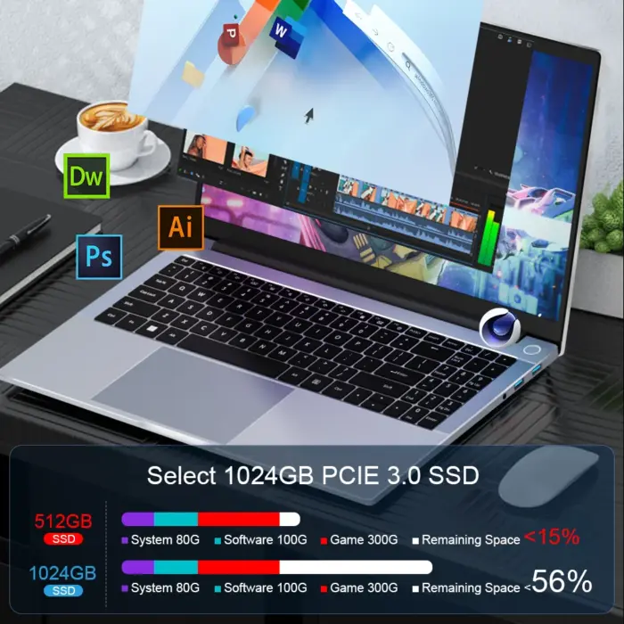 Ordinateur portable Ninkear A15 PRO, AMD Ryzen 5, 15.6 IPS, 32 Go DDR5, 1 To SSD - Kf sbb ae c d e a c f cw - Mon Univers Tech