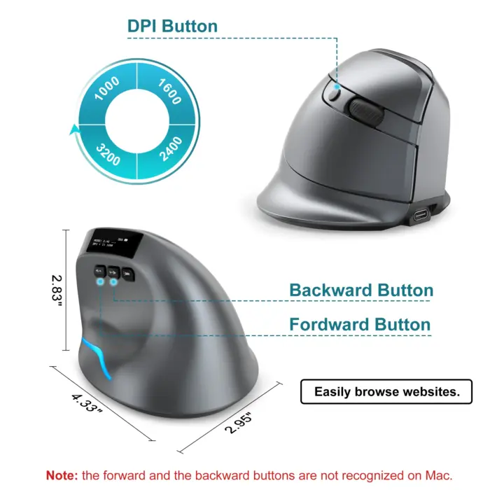 Souris verticale ergonomique bluetooth RGB avec écran OLED - LEFON - Kf se c e a f d c v - Mon Univers Tech