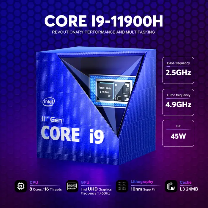 Mini PC Gaming Intel Core i9-11900H Processor RAM 16GB DDR4 512GB SSD - Kf sfeb ca eb b - Mon Univers Tech