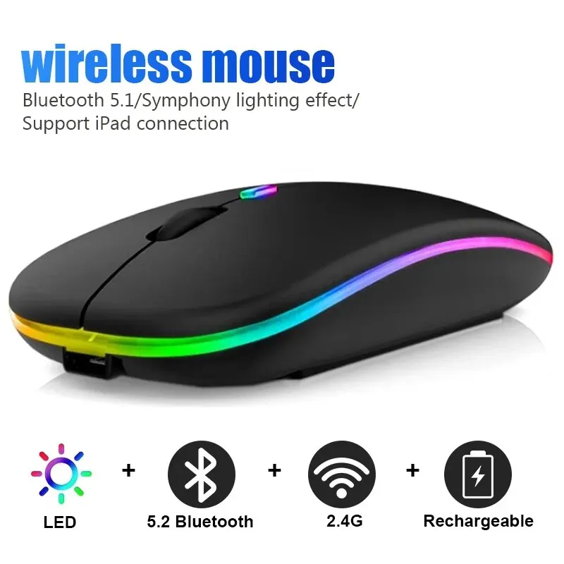 Souris sans fil rechargeable Bluetooth avec LED RGB - Kf s e c ab b a d ddp - Mon Univers Tech