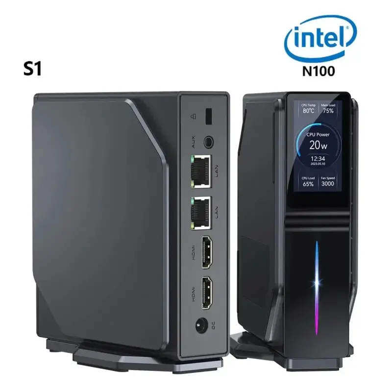 Mini PC Intel N100 S1 – Double LAN, HDMI & Écran Statut intégré - Kf s a ea bd d ca f b fp - Mon Univers Tech