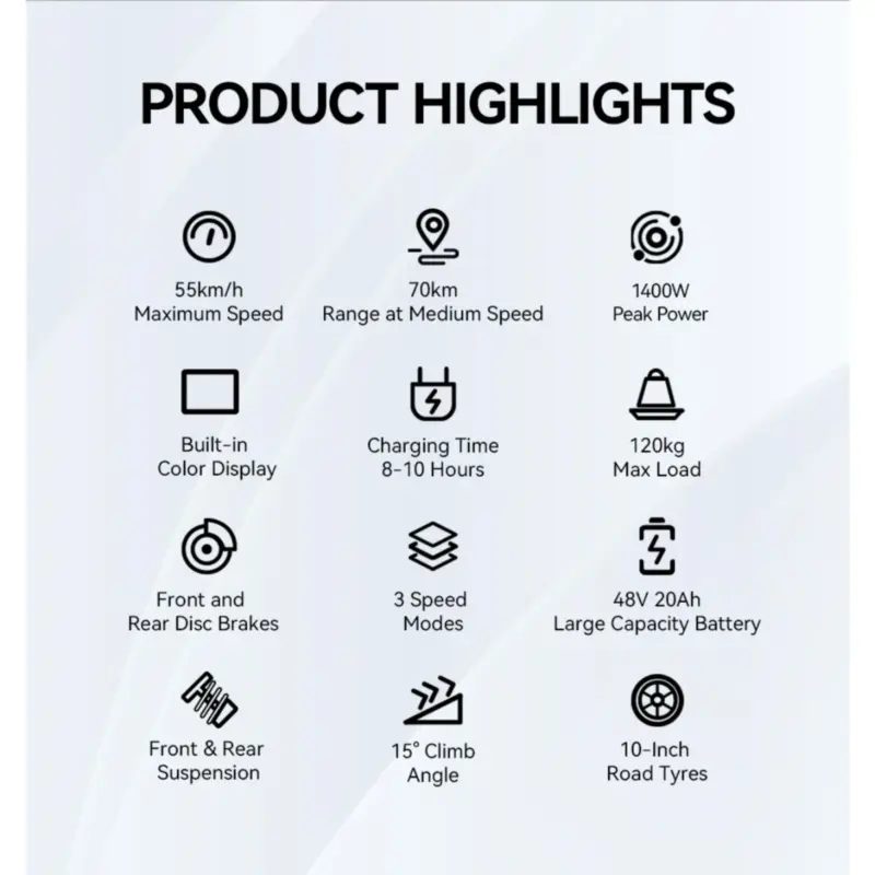 Scooter Électrique Pliable Pour Adulte OOTD S10 Motorisation 1400W Batterie 48V20AH Pneus De Route De 10 Pouces VTT Pour La Vill - Kf s c c fd c c bb c a g - Mon Univers Tech