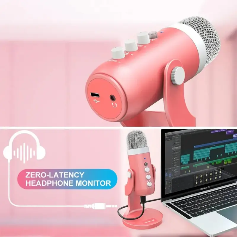 Microphone USB Rose pour Streaming et Podcast (avec support) - Kf s d fae d c d cc v - Mon Univers Tech